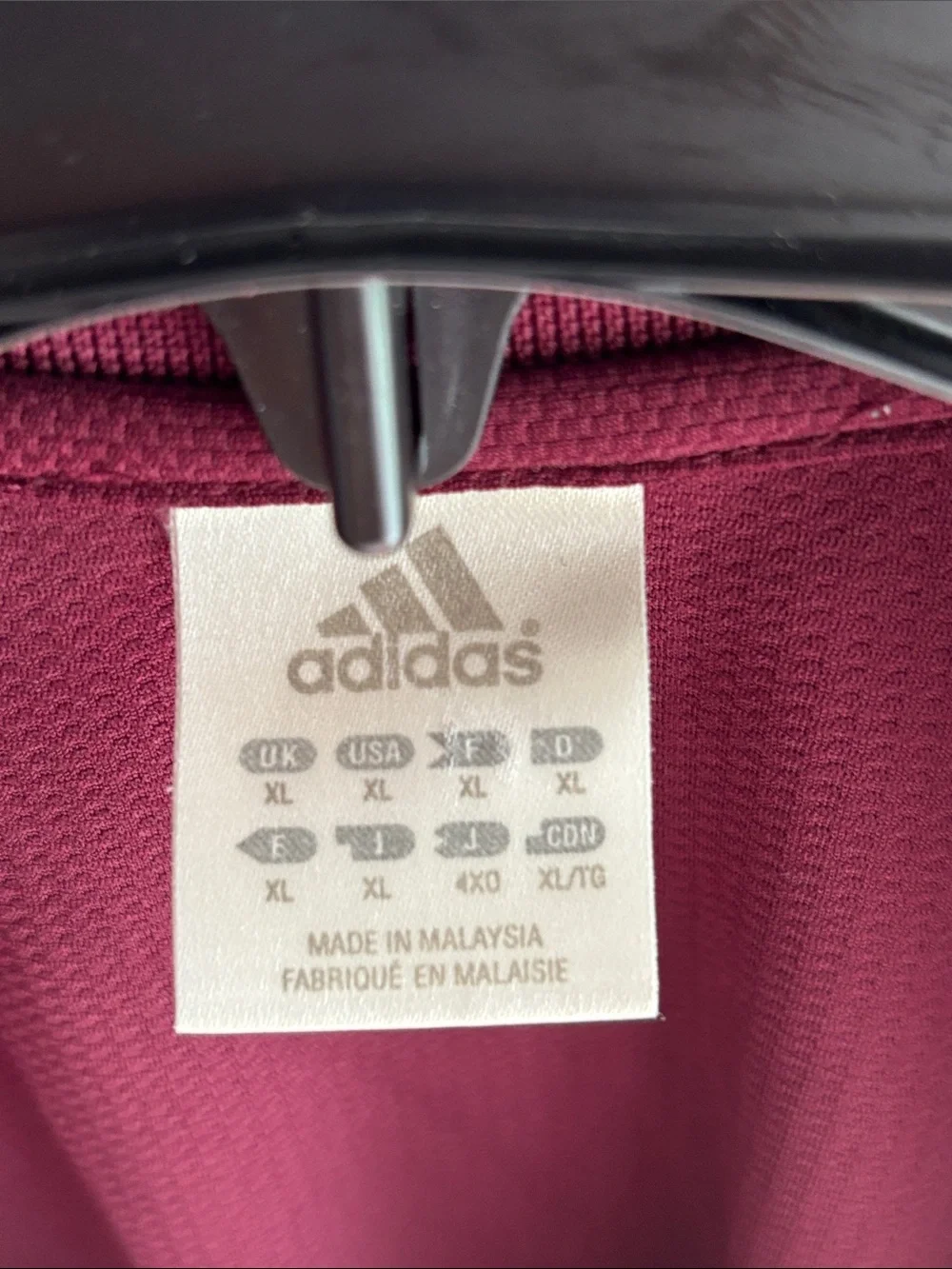 Adidas Men’s Maroon Polo with White Shoulder Stripes Climalite XL